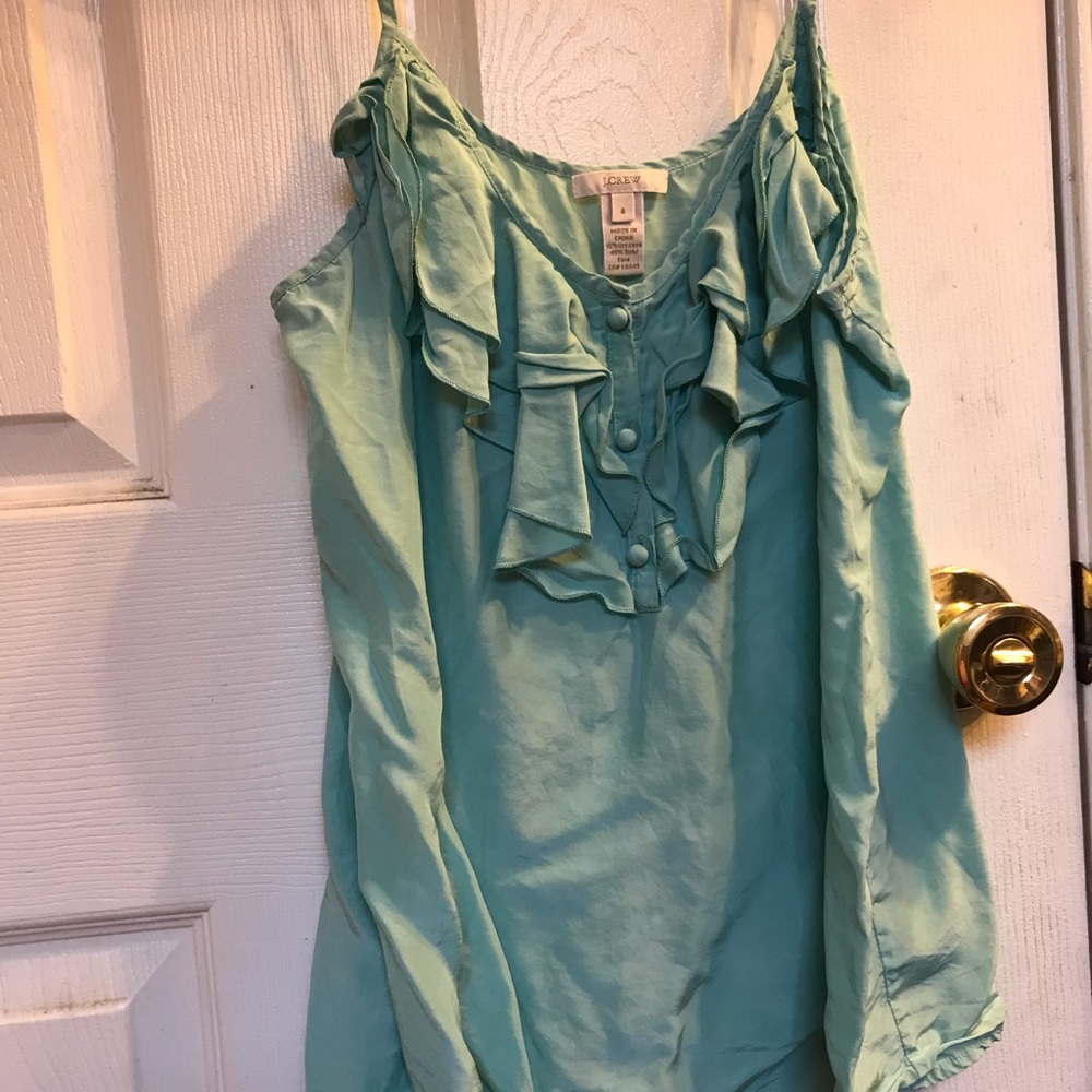Blue ruffled tank